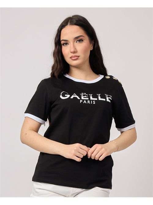 T-shirt noir à boutons sur l'épaule Gaelle Paris GAELLE PARIS | GAABW05750NE01